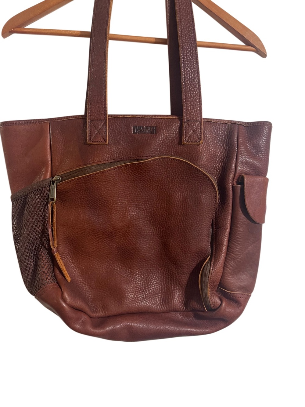 Duluth Trading Co Brown Full Grain Leather Tote Bag Heavy Duty Work Carryall